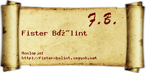 Fister Bálint névjegykártya